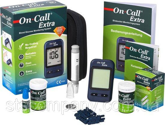 Глюкометр On Call Extra Ґарантія 5 років! Строк придатності тест-смужок Партія 10.12 2025год.