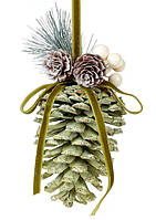 Новогодний подвесной декор Шишка-подвеска 23см, цвет - зеленый, набор 24 шт