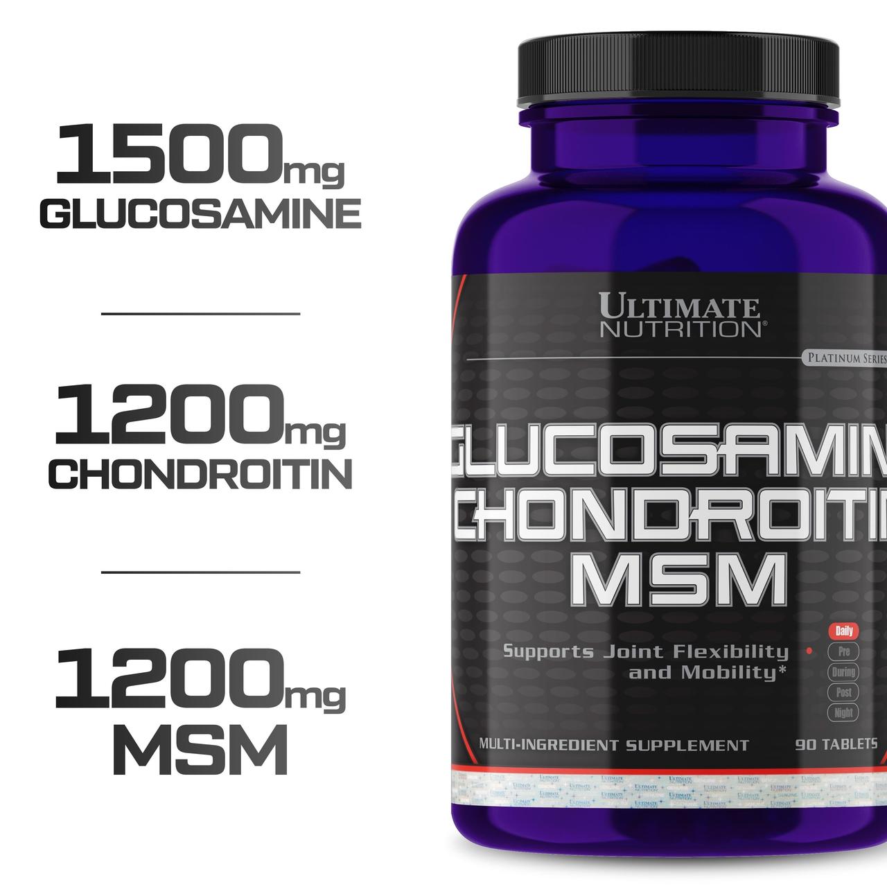 Ultimate Nutrition Glucosamine & Chondroitin MSM, Глюкозамін, Хондроїтин, МСМ (90 таб.)