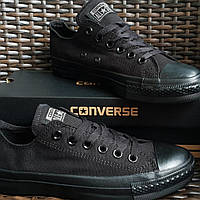 Кеды All Star Black Monochrome (черные низкие) 36,37,38,39,40,41,42,43,44