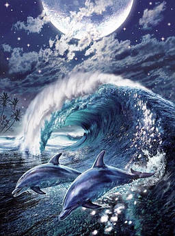 Алмазна живопис На хвилі з океаном 40 х 55 см (арт. FS884) вишивка стразами