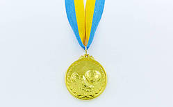 Медаль спортивна зі стрічкою Футбол (метал, d-5 см, 25 g, 1-золото, 2-срібло, 3-бронза) 10 шт.