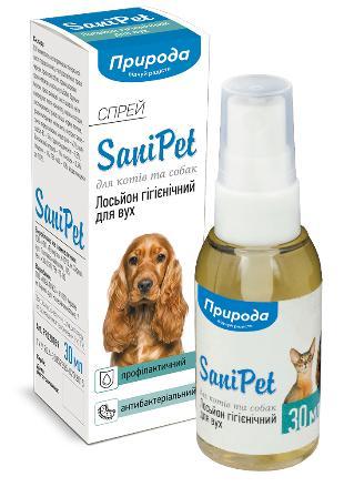 Лосьйон для вух "SaniPet" спрей 30мл (для кішок і собак)