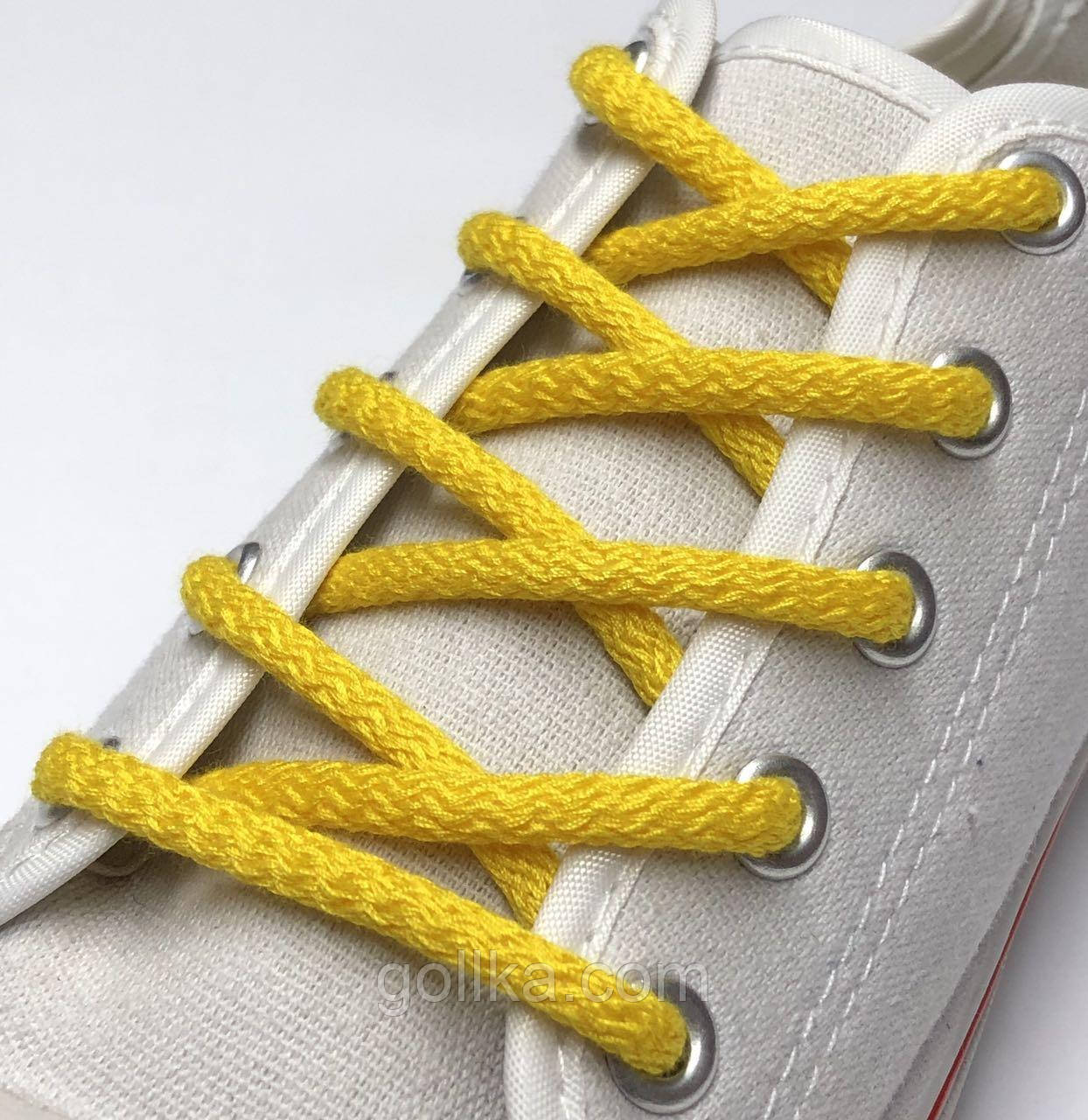 Шнурки прості круглі жовті 120 см (Товщина 5 мм)
