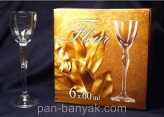 Набір чарок Bohemia Fleur 6 штук 60 мл d5,4 см h18 см богемське скло (40448/60)