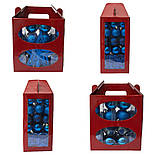 Набір ялинкових іграшок - новорічний, 45 шт, D4-6 см, синій, мікс, пластик (031436-4), фото 6