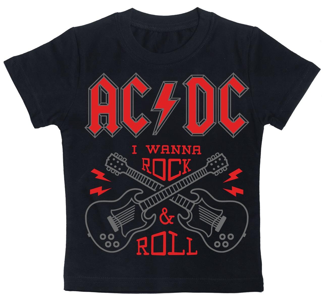 Дитяча футболка AC/DC (I wanna Rock&Roll) чорна, Розмір 4-5 років