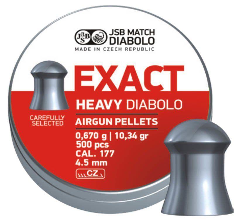 Кулі пневматичні JSB Diabolo Exact Heavy 0.67 гр (500 шт) Кулі для воздушки Кульки 4.5 мм