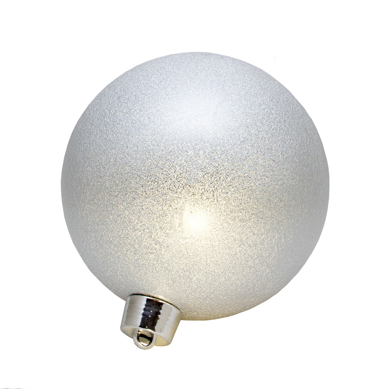 Велика ялинкова іграшка - куля з напиленням, 25 см, пластик, срібляста (034253), фото 1