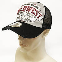 Бейсболка чоловіча із сіткою "WILD WEST" (чорно-сіра)