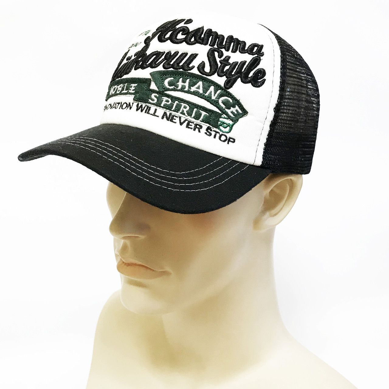 Бейсболка чоловіча із сіткою (чорний-білий)