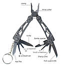 Мультитул туристичний міні 12в1 мультиінструмент чорний сріблястий, фото 10