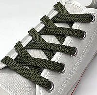 Шнурки простые плоские хаки 150см (Ширина 7 мм)