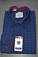 Детская темно-синяя с узором и вставками рубашка LAGARD (размеры 6,8,10,12)