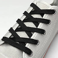 Шнурки простые плоские черные 80см (Ширина 7 мм)