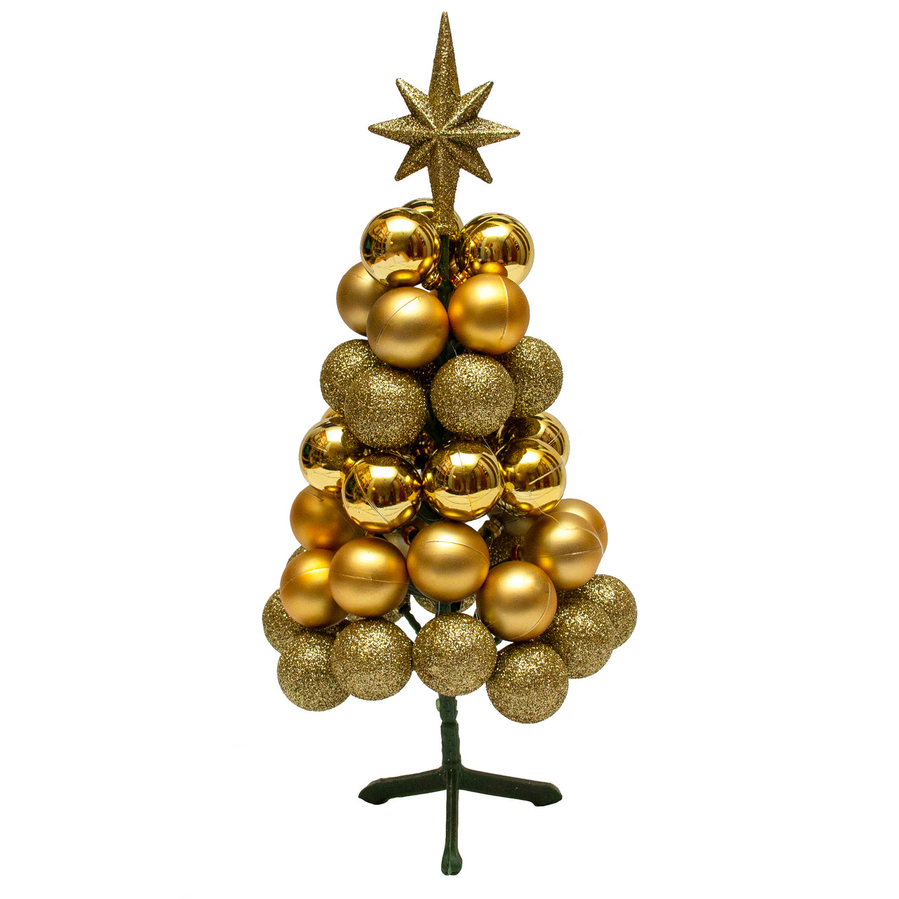 Новорічний декор Ялинка з пластикових куль, 31 см, золотистий, пластик (031474), фото 1