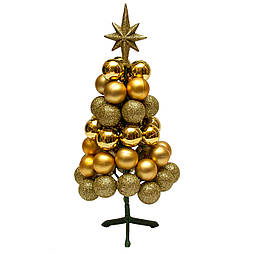 Новорічний декор Ялинка з пластикових куль, 31 см, золотистий, пластик (031474)