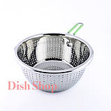 Друшляк із неіржавкої сталі 24 см із ручкою, фото 2