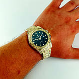 Вінтажні годинник Rolex А126 (Ролекс) з гравіюванням на металевому браслеті золото, чорний циферблат з датою, фото 6