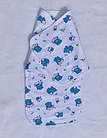 Пеленка-кокон на липучках для мальчика, ткань фланель от 0-2месяцев, размер 50/80см.