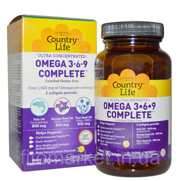 Вітаміни Ultra Omega 3-6-9 90 капсул ТМ Кантрі Лайф / Country Life