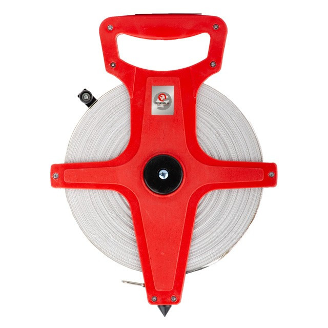 Рулетка геодезична з полотном зі скловолокна 100 м*13 мм INTERTOOL МТ ...