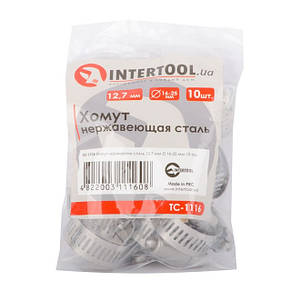 Хомут неіржавка сталь 12,7 мм D 16-25 мм INTERTOOL TC-1116, фото 2