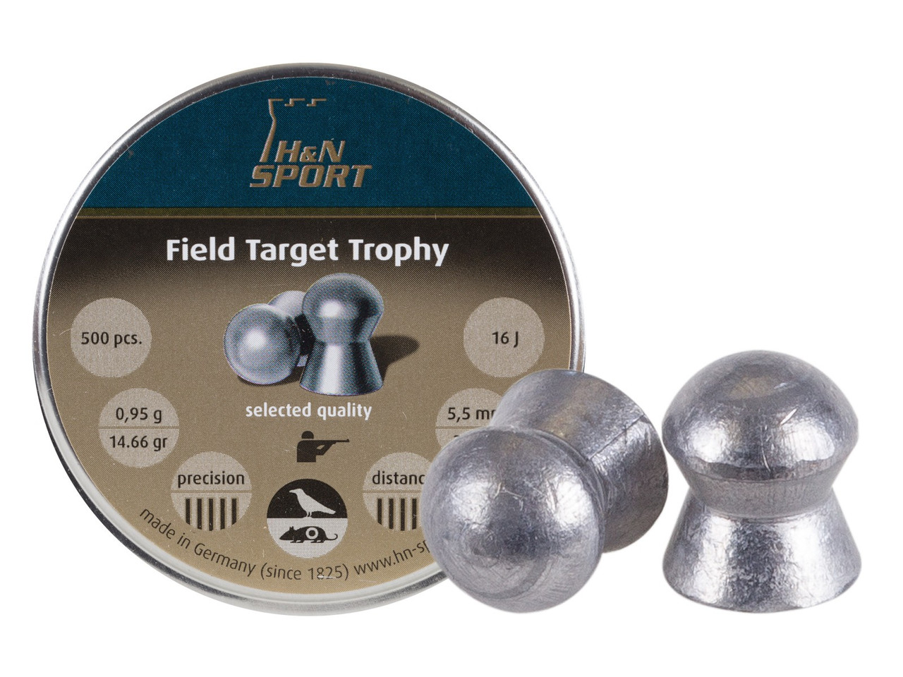 Кулі пневматичні H&N Field Target Trophy, 200 шт/уп, 1,29 г, 6,35 мм