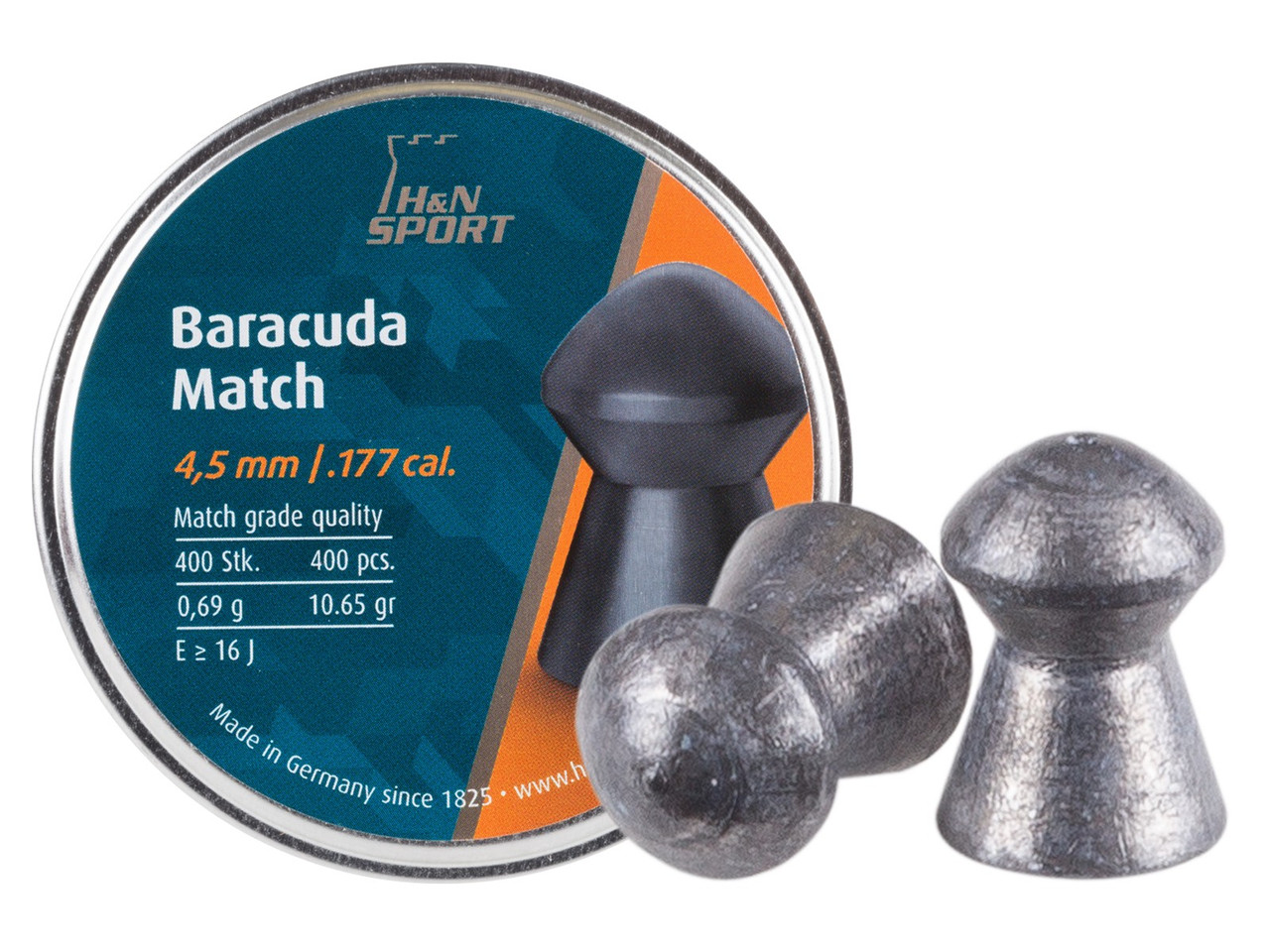 Кулі пневматичні H&N Baracuda Match, smooth, 400 шт/уп, 0,69 г, 4,51 мм