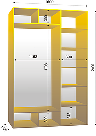 Шафа-купе дводверна 1600х600х2400мм тм Ексклюзив