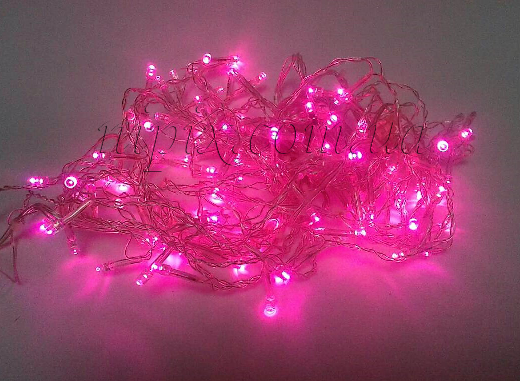Світлодіодна гірлянда бахрома 120 LED рожева