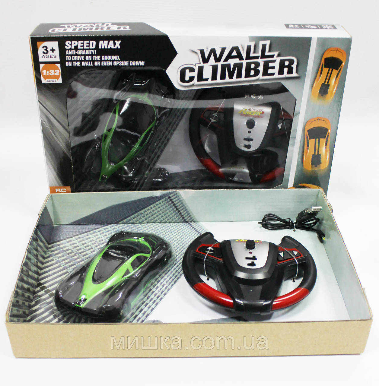 Антигравітаційна машинка Wall Climber 866-10 ( Їде по підлозі, стелі) з пультом ДК, чорна