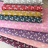 Тканина з дрібними білими квіточками на зеленому тлі, ширина 145 см, фото 6