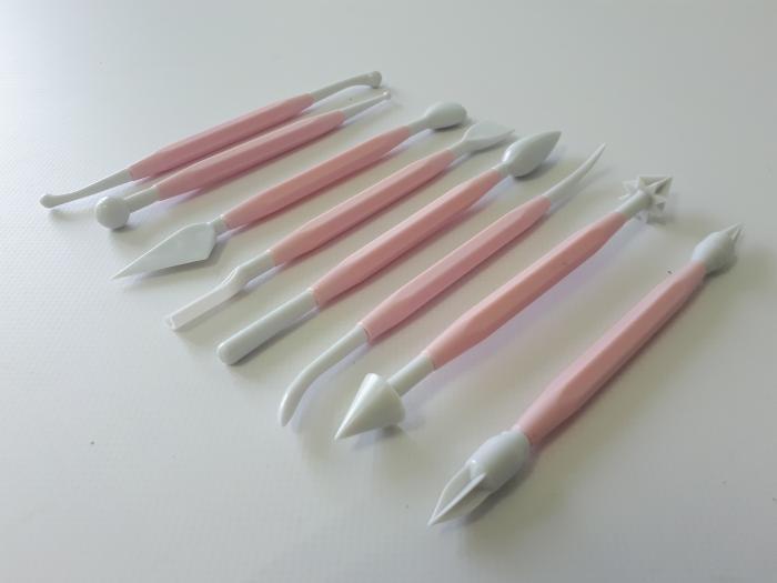 Набор кондитерских инструментов пластиковых для работы с мастикой кремом и моделирования 8 штук L 16 cm - фото 2 - id-p438597059