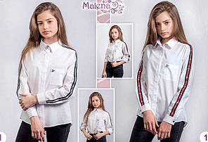 Шкільна блуза Malena з синіми лампасами, фото 4