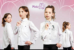 Блуза шкільна для дівчинки Malena біла 122 см, фото 4