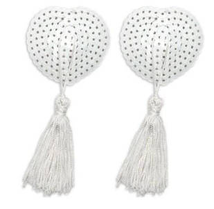 Наклейки на груди, сердечка для сосків із пензликом білі