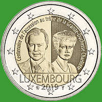 Люксембург 2 євро 2019 р. 100-річчя вступу на престол Великоїжерині Люксембурга Шарлотти.