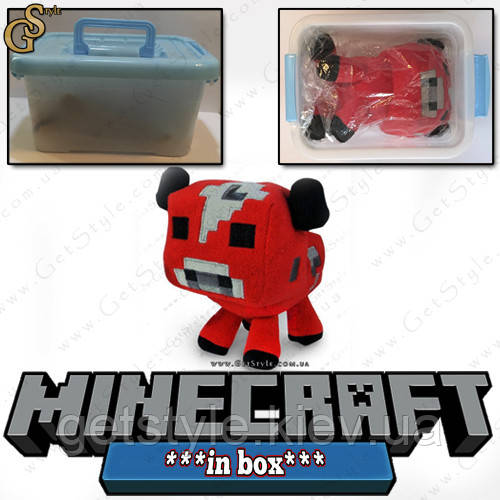 Іграшка грибна корова з Minecraft — "Mooshroom" — у пластиковому боксі