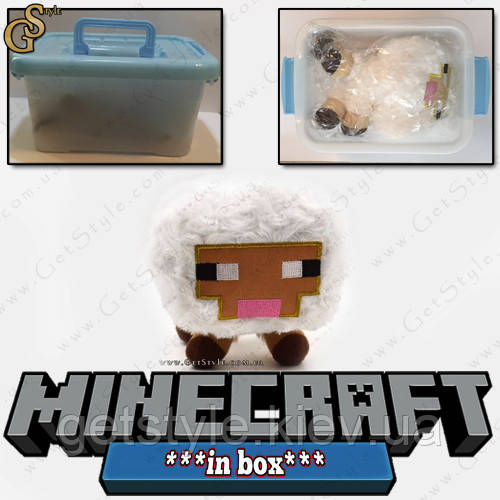 Плюшева овечка з гри Майнкрафт — "Minecraft Sheep" — у пластиковому боксі