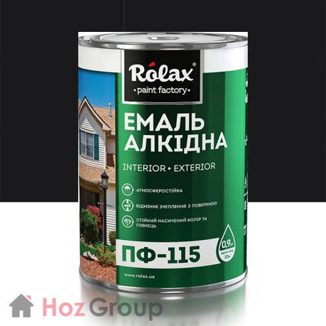 Эмаль алкидная ПФ-115 черная 0,25кг Ролакс Rolax, фото 2