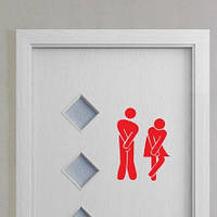 Наклейка красная на дверь туалета - размер 20*14см