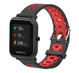 Спортивний ремінець Primo Perfor Classic для годинника Xiaomi Huami Amazfit Bip / Amazfit GTS - Black&Red