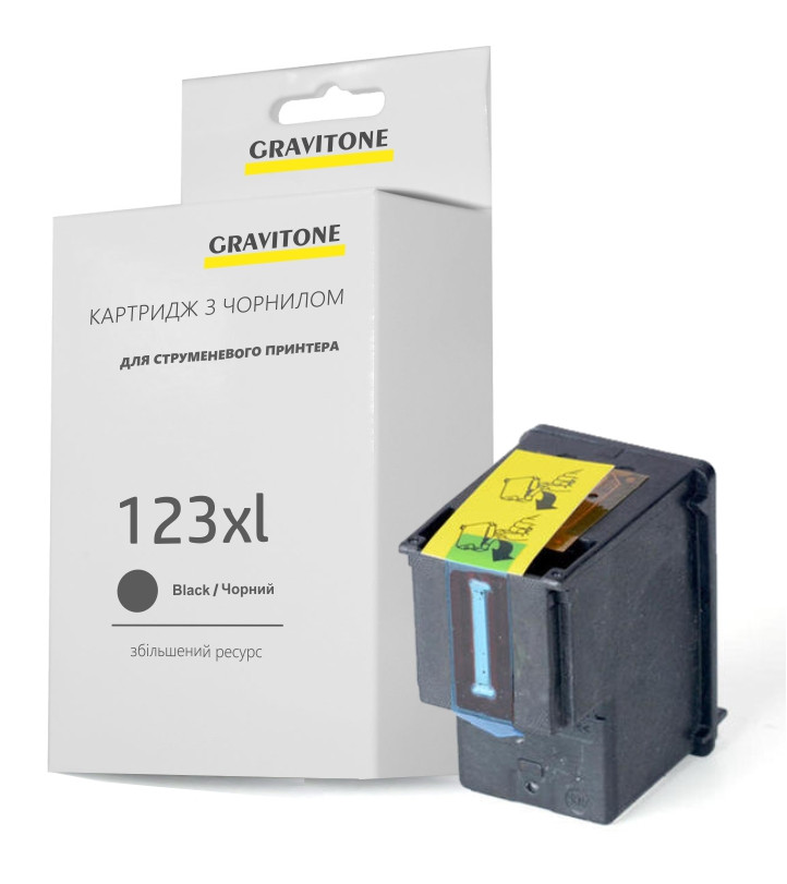 Сумісний Картридж HP 123 XL Black (F6V19AE) чорний, збільшений ресурс, 480 стор., аналог від Gravitone