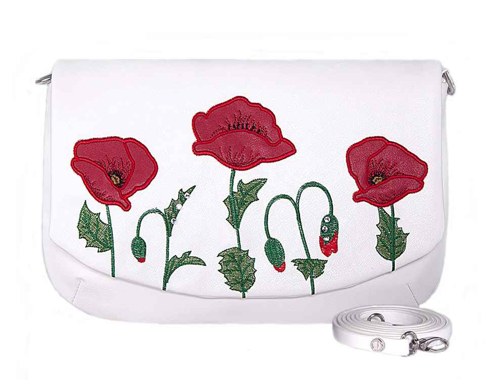 Жіночий клатч з маками Alba Soboni 150722 білий, фото 1