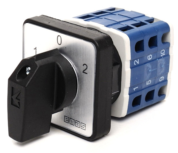 Перемикач полюсів реверсивний 3-полюсний (1-0-2) 10А, фото 1