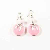 Сережки "Круг із блискітками та стразом"