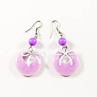 Сережки "Круг із блискітками та стразом"