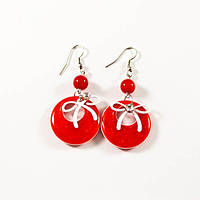 Сережки "Круг із блискітками та стразом"