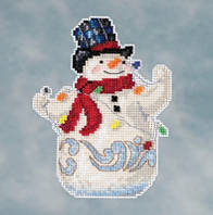 Набор для вышивания "Snowman with Lights//Снеговик с гирляндой" Mill Hill JS201611